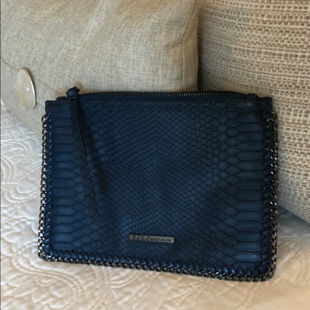 BCBGeneration Navy textured clutch NWOT